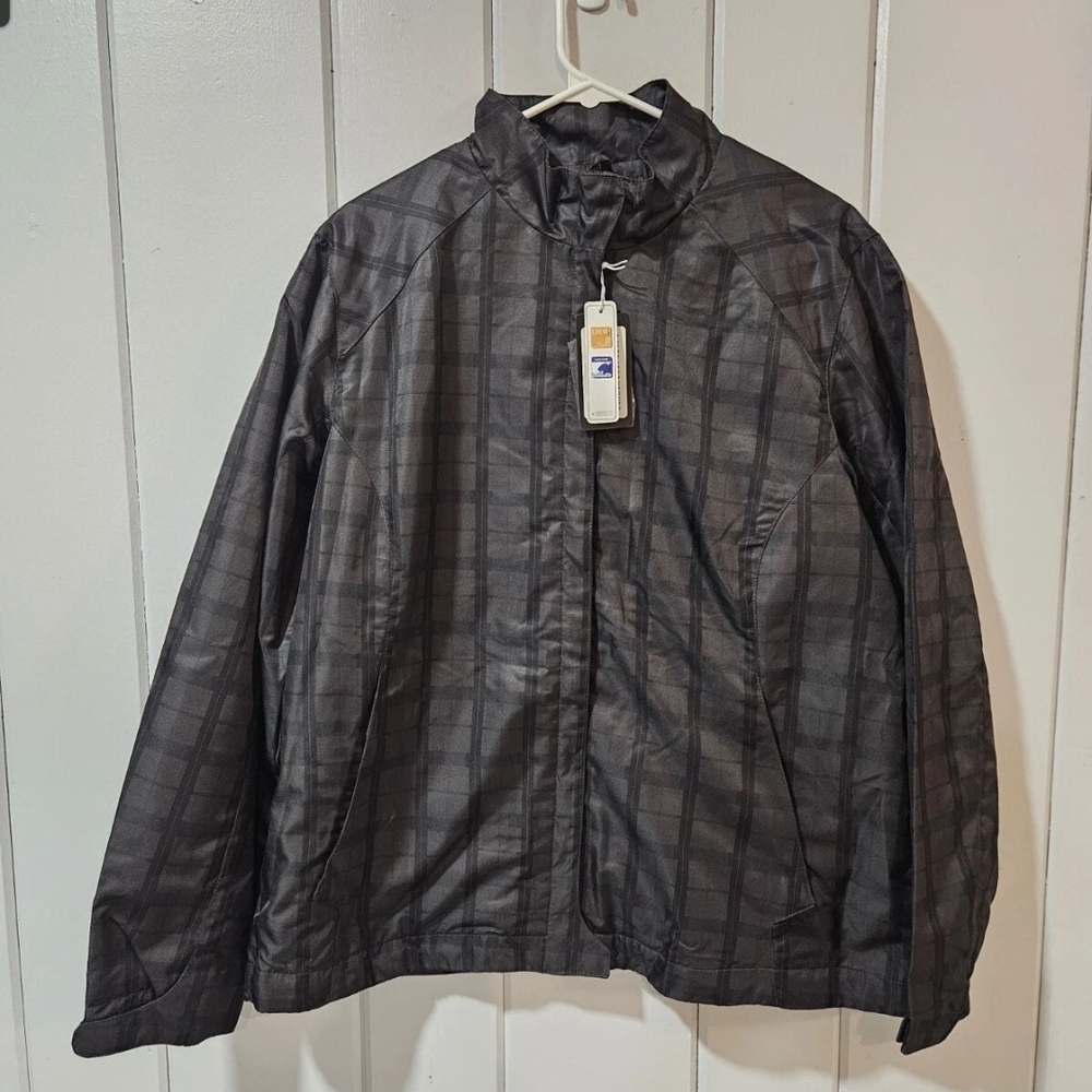 Womens NWT Northend Wind Breaker Jacket Black Plaid Size 2XL